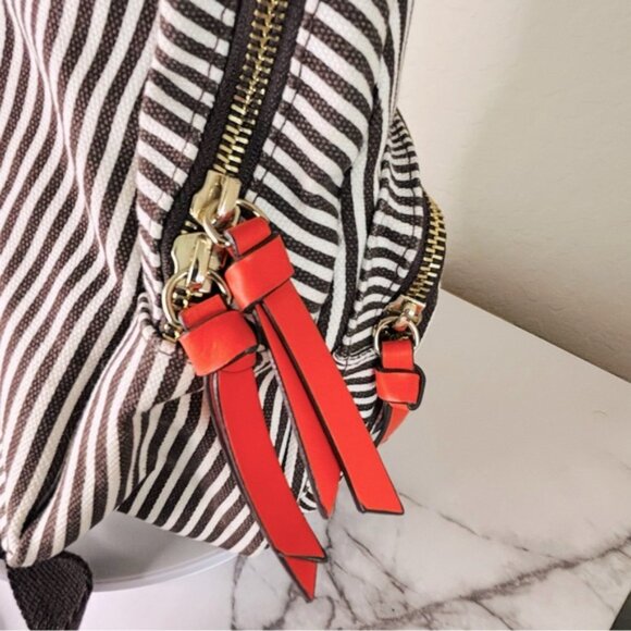 Rare Henri Bendel Brown and White Striped Backpack - Picture 8 of 10